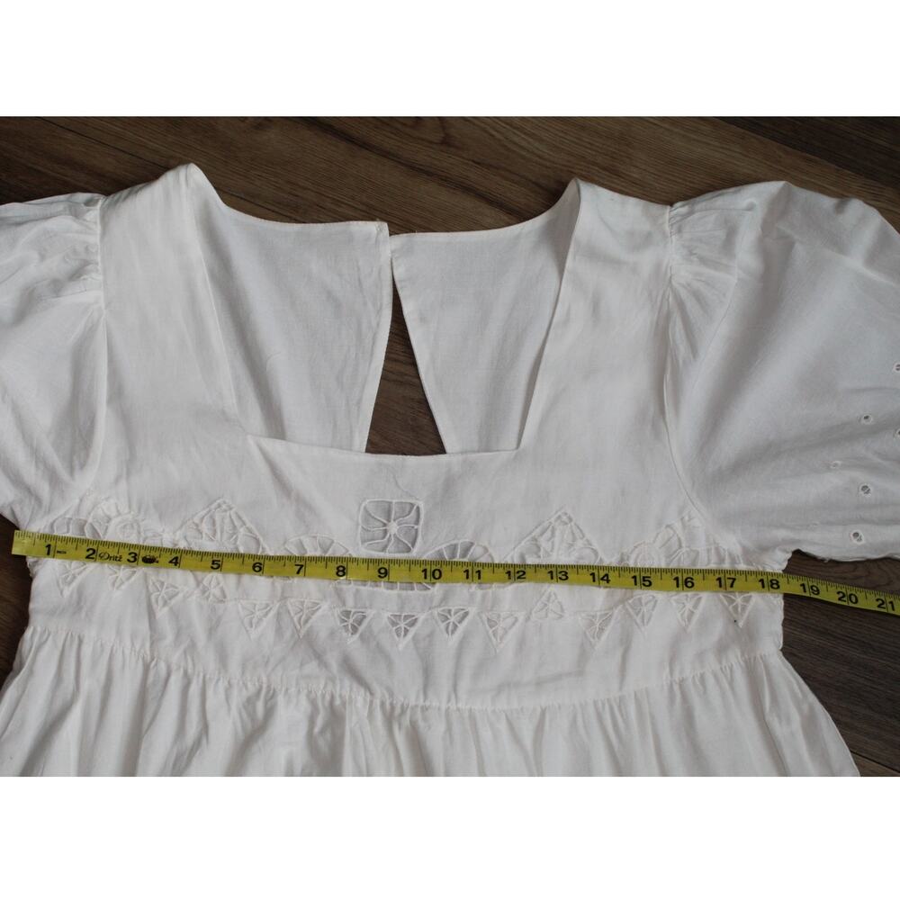 Anthropologie Forever That Girl Women's M White Eyelet Puff Sleeve Dress - Picture 4 of 7